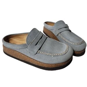 NEW! White Mountain Footbeds Brinlee Dusty Blue Suede Clogs Size 6M